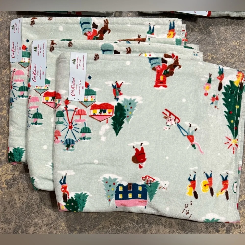 Cath Kidston 7Pc Set (3Bath 4Hand) London Snow Day - Duckegg Bath & Hand Towels